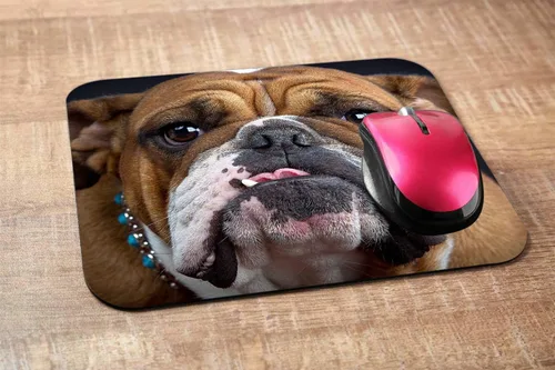 Vista 2 de Bulldog - Alfombrilla de mouse para videojuegos, bulldog y perro, cachorro, alfombrilla de mouse marrón para computadora, escritorio, laptop M02-002