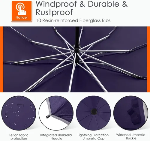 Vista 5 de Bodyguard Inverted Umbrella, Large Windproof Umbrellas for Rain & Sun, Compact Umbrella Reverse Umbrella with Reflective Stripe, Teflon Umbrella for