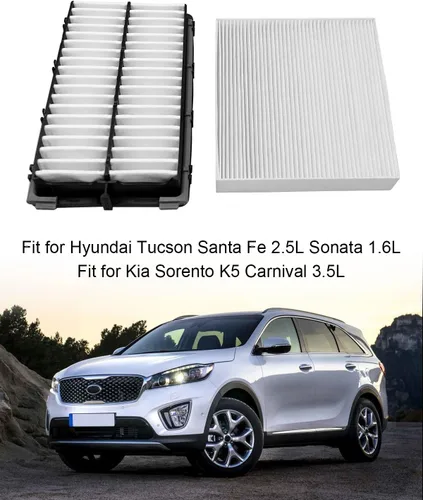 Vista 2 de Filtro de aire y filtro de aire de cabina Reemplazan 28113-L1000 97133-L1000 apto para Hyundai Sonata Santa Fe Tucson Kia Sorento K5 Carnival