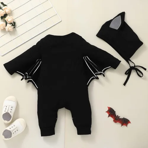 Vista 7 de Traje de Halloween para bebés recién nacidos, disfraz de murciélago y cosplay, overol con capucha