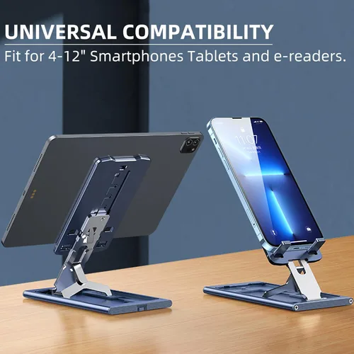 Vista 5 de Soporte plegable para teléfono celular, ángulo de altura, ajustable, de aluminio, soporte para teléfono de escritorio, soporte portátil para iPhone