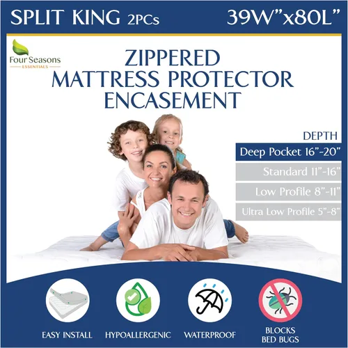 Vista 15 de Protector de Colchón Queen Contra Chinches Impermeable con Cremallera - Bolsillo Profundo que se Adapta hasta 20" de Profundidad - Funda