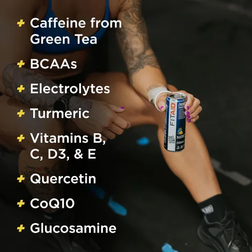 Vista 4 de Bebida FITAID ENERGY, 0.007 onzas de cafeína natural, keto, piña y mora, omega-3, 15 calorías, paleo, vegana y sin gluten, sin edulcorantes