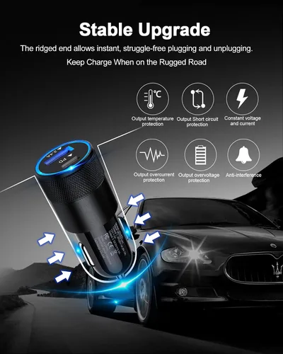 Vista 6 de AILKIN cargador del coche de 30W PD USB C, tipo bloque de carga rápida del Car Charger