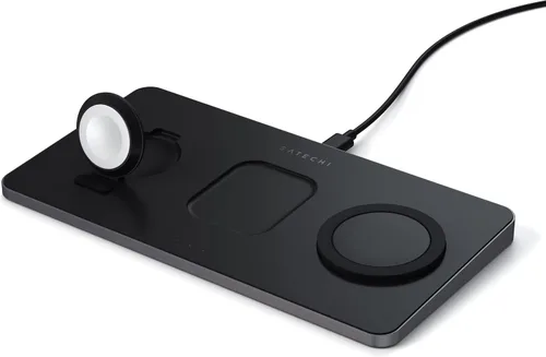 Vista 7 de Satechi Trio - Cargador inalámbrico con almohadilla magnética, certificado Qi, compatible con iPhone 16 Pro Max/16 Pro/16/16 Plus, AirPods Pro/Gen