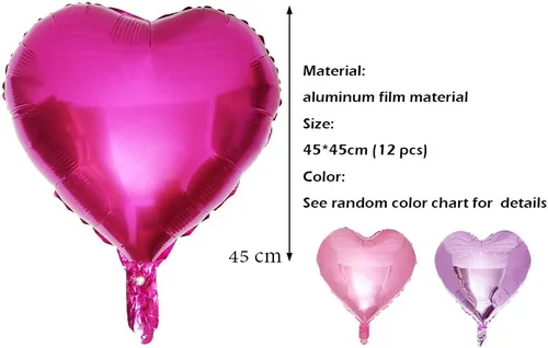 Vista 2 de Globos decorativos de papel de aluminio con forma de corazón rosa de 18 pulgadas, 12