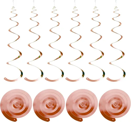 Vista 13 de MECCANIXITY 18 remolinos colgantes de fiesta negros de una sola tira para colgar decoraciones de 27.6 pulgadas, serpentinas colgantes de plástico
