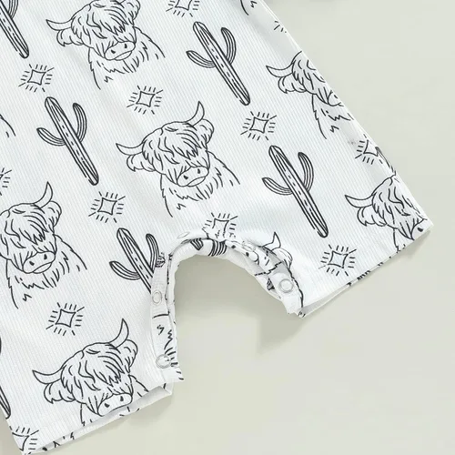 Vista 6 de KOSUSANILL Traje de verano de una pieza para bebé y niña, ropa de manga corta para vacacactus