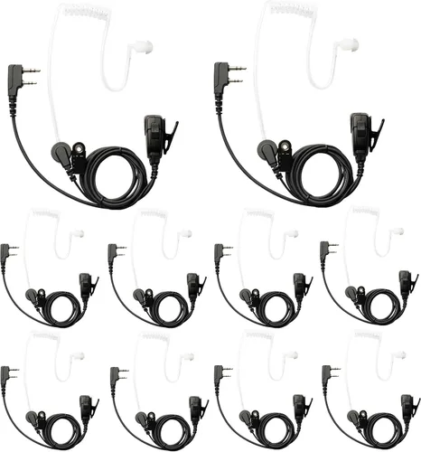 Vista 9 de Kit de vigilancia Baofeng UV-5R de 2 pines y 2 cables compatible con BTECH Retc15/Retevis RT21 RT22 Kenwood Arcshell AR-5 Walkie Talkie Radio