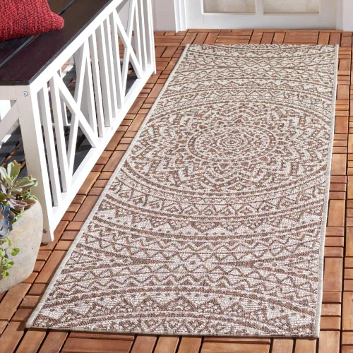 Vista 16 de SAFAVIEH Alfombra lavable al aire libre Courtyard Collection - 2'3" x 5', marfil y verde, no desprende pelusa y fácil limpieza, ideal para patio