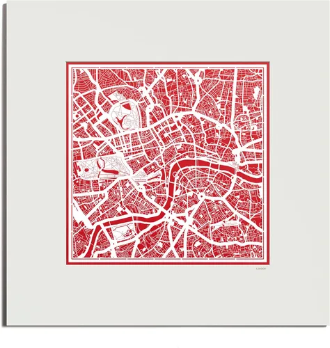 Vista 120 de O3 Design Studio Mapa de corte de papel de París, color negro mate, 20 x 20 pulgadas, arte en papel