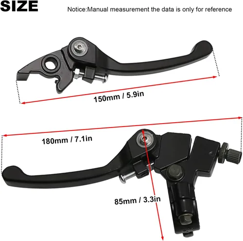 Vista 3 de Palanca de embrague plegable de 7/8 con percha y cable de embrague de repuesto para 110/125/140/150cc SSR125 RFZ YZ Ruckus TaoTao DB17/27 Apollo