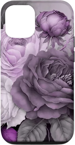 Vista 28 de Purple Watercolor Rose Flower Bouquet on Gray Case for iPhone 17