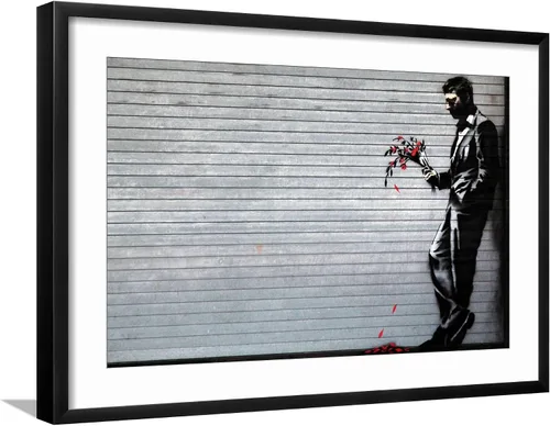 Vista 9 de ART.COM Impresiones artísticas enmarcadas para pared Hustler Club de Banksy, decoración botánica, 18 x 12 pulgadas, marco negro con paspartú blanco