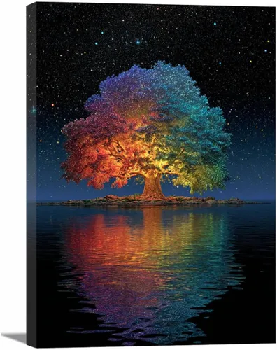 Vista 7 de VOCBAN Tree of Life Canvas Wall Art Tree Decor Painting Artwork for Office Kitchen Bathroom Dining Room Office Home Decor Dormitory(black black 74
