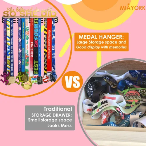 Vista 4 de Medal Hanger Display Upgrade-Medal Holder Wall Mount Easy to Install Race Runner for Your Medals