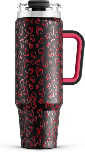 Vista 29 de Meoky Vaso de 40 onzas con asa y pajita, vaso aislado con tapa y popote, taza de viaje de acero inoxidable, mantiene el frío durante 34 horas, 100%