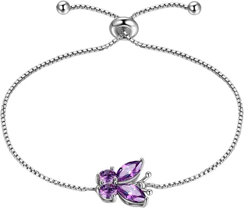 Vista 11 de Aurora Tears Pulsera de piedra natal de mariposa – Pulsera de plata de ley 925 para mujer, regalo de cumpleaños para mujer A. Enero
