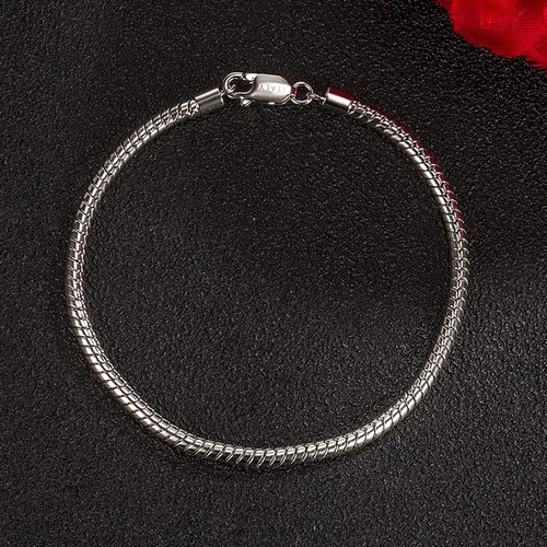 Vista 6 de H&Beautimer Pulsera de plata de ley 925 auténtica, de 0.39 a 0.118 pulgadas, redonda, de serpiente, para hombres, joyería de fiesta glamorosa