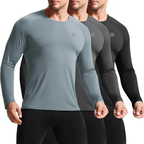Vista 10 de NELEUS Camisas Deportivas de Manga Larga para Hombre, Transpirables, para Correr