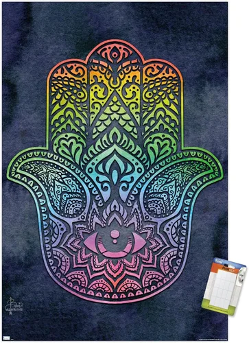 Vista 12 de Trends International Brigid Ashwood - Póster de pared de Hamsa arcoíris, 22.4 pulgadas de largo x 14.7 pulgadas, versión enmarcada de madera