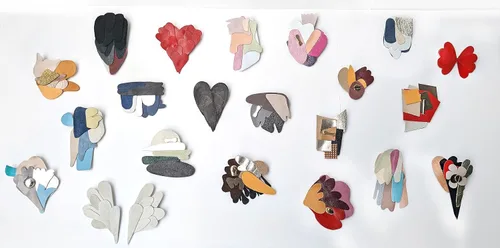 Vista 5 de Leather broochNature broochContemporary brooch.