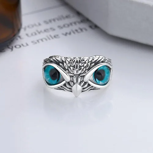Vista 7 de Anillo de serpiente lobo, águila, lagarto, escorpión, dragón, búho, araña, caballo, tortuga, gato, zorro, rana, perro, para mujeres y hombres