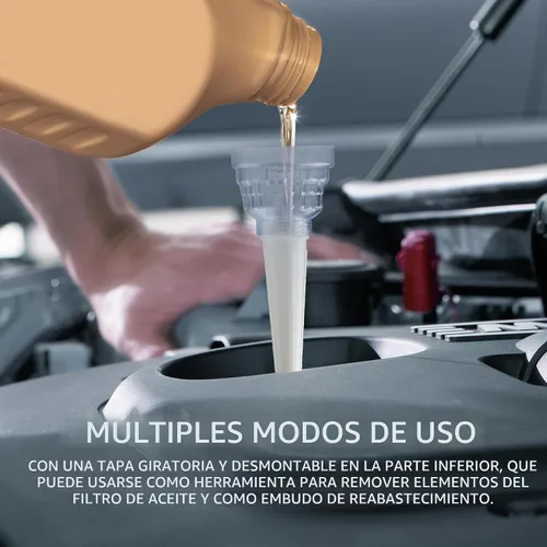 Vista 5 de Herramienta de extracción de filtro de aceite, [versión mejorada] Embudos de aceite sin tocar las manos para uso automotriz, herramienta de filtro