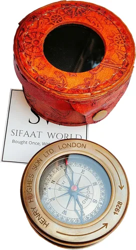 Vista 8 de Brújula de latón antiguo con lente de aumento, navegación vintage y brújula de lectura de mapas, regalo ideal para hombres e hijos
