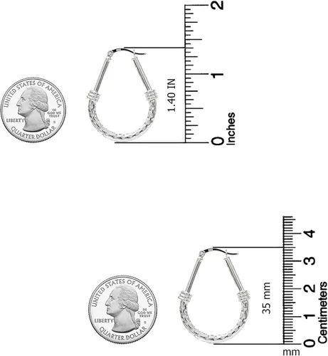 Vista 4 de LeCalla - Aretes de plata esterlina con diseño italiano ovalado para mujer