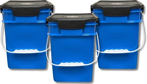 Vista 18 de House Naturals Cubo cuadrado de grado alimenticio de 4 galones con asas de plástico y tapa (paquete de 3) recipientes fabricados en Estados Unidos