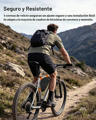 Vista 6 de Bolsa de Almacenamiento para Cuadro de Bicicleta 2L, Bolsa Triangular Impermeable para Bicicleta, Paquete de Ciclismo para Teléfono, Billetera