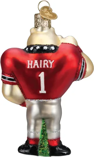 Vista 2 de Old World Christmas University of Georgia Hairy Dawg - Adorno de cristal soplado para árbol de Navidad, decoración navideña hecha a mano, colección