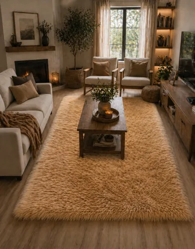 Vista 10 de LAMBZY Alfombra rectangular de piel de oveja sintética, súper suave, hipoalergénica, de felpa, lujosa alfombra de felpa sedosa para dormitorios