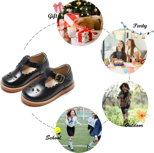 Vista 4 de Felix & Flora - Zapatos planos de vestir estilo Mary Jane para niña pequeña, zapatillas de ballet para niña, zapatos para fiestas y escuela