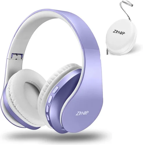 Vista 9 de ZIHNIC Auriculares Bluetooth sobre la oreja, auriculares estéreo inalámbricos y con cable plegables micro SD/TF, FM para teléfono celular, PC