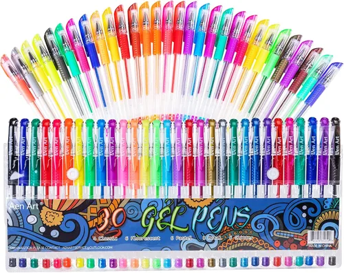 Vista 8 de Bolígrafo de gel con brillo con punta fina, con 40% más de tinta, para libros para colorear de adultos, dibujar y garabatear (24 colores)