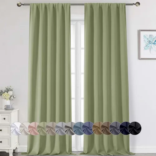 Vista 92 de Cortinas opacas para dormitorio, sala de estar, juego de 2 paneles de 54 pulgadas de largo, cortinas de oscurecimiento de habitación con aislamiento
