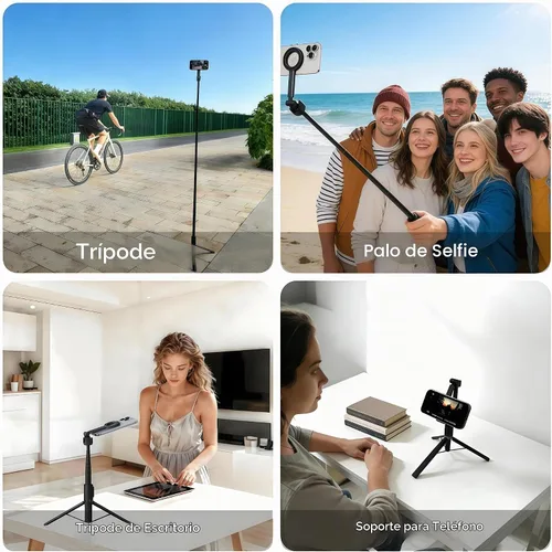 Vista 7 de Trípode magnético para selfie, soporte magnético extensible de aluminio de 67 pulgadas para MagSafe, giratorio de 360° y inclinación de 330°