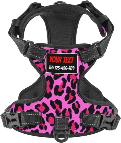 Vista 18 de Arnés personalizado para perro sin tirones, chaleco personalizado de hueso de perro con nombre de mascota, arnés reflectante ajustable personalizado