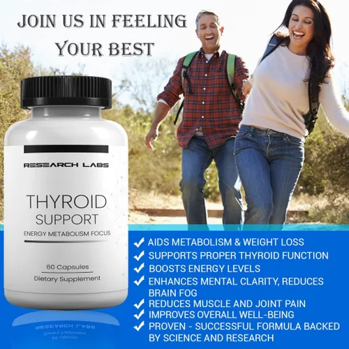 Vista 2 de Research Labs Apoyo para la tiroides + suplemento de yodo - Energía, metabolismo, enfoque (120 cápsulas en total) - Paquete de 2. Apoya los niveles