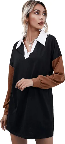 Vista 5 de SheIn Vestido tipo túnica de manga larga con cuello en V para mujer