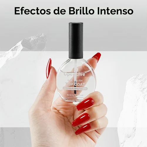 Vista 4 de OpenLive 2 esmaltes de uñas transparentes con capa superior brillante, secado rápido, esmalte de uñas regulares, acabado de alto brillo, protección