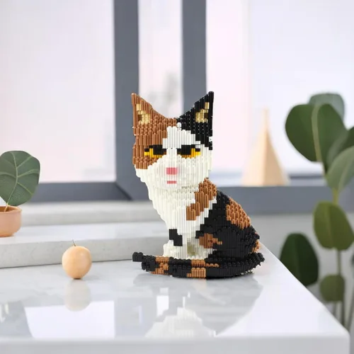 Vista 6 de Mini bloques de construcción Larcele de perros, ladrillos de juguete para construir mascotas, 950 piezas KLJM-02, Rojo Tabby, modelo 2842
