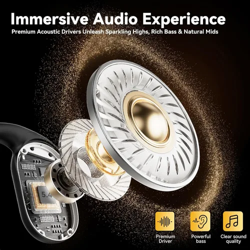 Vista 7 de Auriculares de Conducción Ósea Inalámbricos Bluetooth 5.4, Auriculares para Dormir de 0.8g con Micrófono HD/Control Táctil/Llamadas Claras