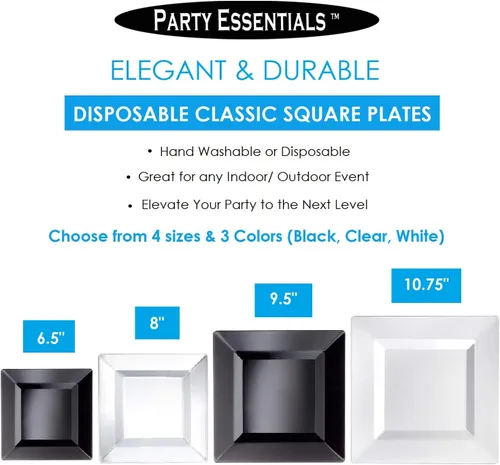 Vista 2 de Party Essentials 10 cuencos cuadrados para aperitivos, recipientes torzados de plástico duro, 12 oz.