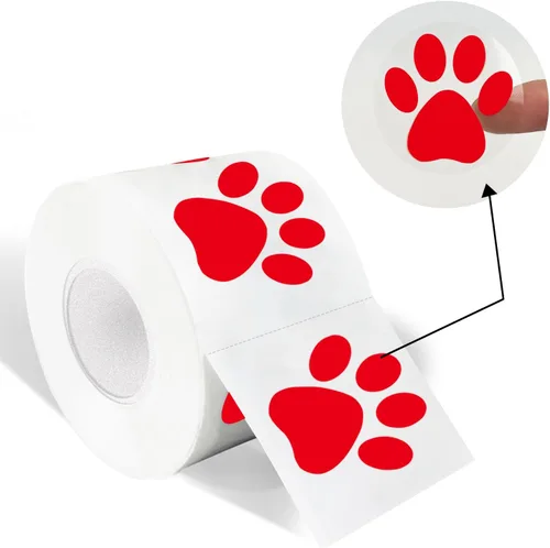 Vista 20 de Calcomanías de Huellas de Patas de Oso, Calcomanías Redondas Transparentes de 1.5" con Línea de Perforación (500 PCS, Naranja)