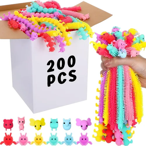 Vista 9 de Chivao Paquete de 50 Juguetes Fidget de Cuerda Elástica a Granel Juguetes Sensoriales de Animales para Niños y Adultos Gusanos Fidget Coloridos