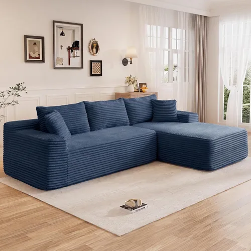 Vista 34 de Sofá modular sin hueso de 95 pulgadas, en forma de L con diván, tapicería de pana suave, asiento profundo, moderno y cómodo sofá para sala de estar