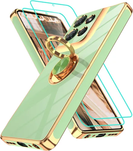 Vista 28 de Funda para Motorola Moto G 5G 2024: Funda Moto G Play 5G 2024 con 2 piezas de protectores de pantalla, soporte de anillo de rotación de 360°